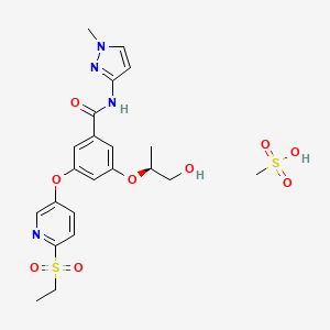 (S)-3-((6-(Ethylsulfonyl)pyridin-3-yl)oxy)-5-((1-hydroxypropan-2-yl)oxy)-N-(1-methyl-1H-pyrazol-3-yl)benzamide methanesulfonate chemical structure (CAS 1137916-97-2)