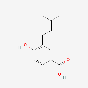 4-Hydroxy-3-(3-methylbut-2-en-1-yl)benzoic acid chemical structure (CAS 1138-41-6)