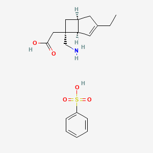2-((1R,5S,6S)-6-(aminomethyl)-3-ethylbicyclo[3.2.0]hept-3-en-6-yl)acetic acid besylate chemical structure (CAS 1138245-21-2)