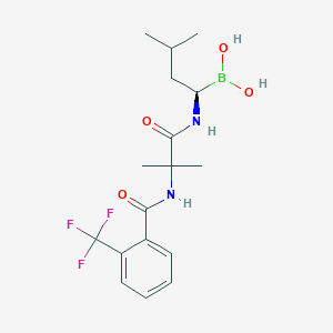 (R)-(3-Methyl-1-(2-methyl-2-(2-(trifluoromethyl)benzamido)propanamido)butyl)boronic acid chemical structure (CAS 1140517-08-3)