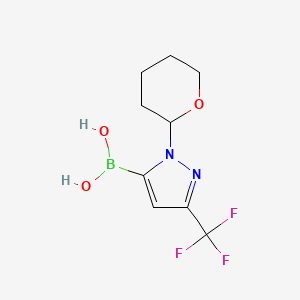 (1-(Tetrahydro-2H-pyran-2-yl)-3-(trifluoromethyl)-1H-pyrazol-5-yl)boronic acid chemical structure (CAS 1141878-45-6)