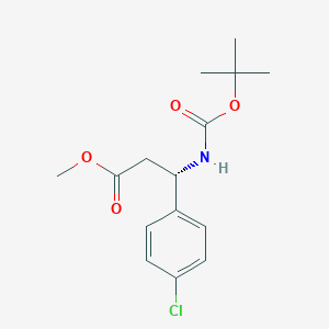 Methyl (S)-3-((tert-butoxycarbonyl)amino)-3-(4-chlorophenyl)propanoate chemical structure (CAS 1143534-07-9)