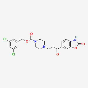 3,5-Dichlorobenzyl 4-(3-oxo-3-(2-oxo-2,3-dihydrobenzo[d]oxazol-6-yl)propyl)piperazine-1-carboxylate chemical structure (CAS 1144035-53-9)