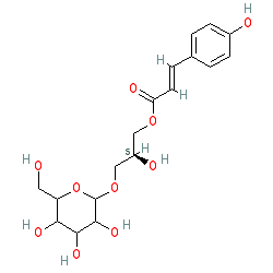 (S)-2-Hydroxy-3-(((2R,3R,4S,5S,6R)-3,4,5-trihydroxy-6-(hydroxymethyl)tetrahydro-2H-pyran-2-yl)oxy)propyl (E)-3-(4-hydroxyphenyl)acrylate chemical structure (CAS 114420-66-5)