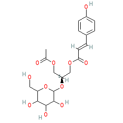 (S)-3-Acetoxy-2-(((2R,3R,4S,5S,6R)-3,4,5-trihydroxy-6-(hydroxymethyl)tetrahydro-2H-pyran-2-yl)oxy)propyl (E)-3-(4-hydroxyphenyl)acrylate chemical structure (CAS 114420-67-6)