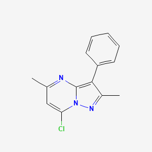 7-Chloro-2,5-dimethyl-3-phenylpyrazolo[1,5-a]pyrimidine chemical structure (CAS 1144449-18-2)