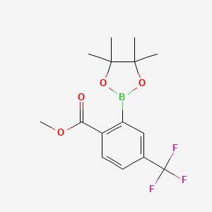 Methyl 2-(4,4,5,5-tetramethyl-1,3,2-dioxaborolan-2-yl)-4-(trifluoromethyl)benzoate chemical structure (CAS 1146214-86-9)