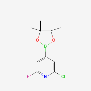 2-Chloro-6-fluoro-4-(4,4,5,5-tetramethyl-1,3,2-dioxaborolan-2-yl)pyridine chemical structure (CAS 1146615-89-5)