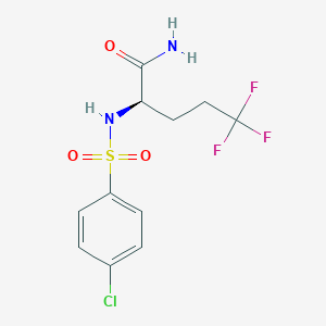 (R)-2-(4-chlorophenylsulfonamido)-5,5,5-trifluoropentanamide chemical structure (CAS 1146699-67-3)