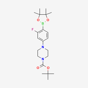 tert-Butyl 4-(3-fluoro-4-(4,4,5,5-tetramethyl-1,3,2-dioxaborolan-2-yl)phenyl)piperazine-1-carboxylate chemical structure (CAS 1146950-53-9)