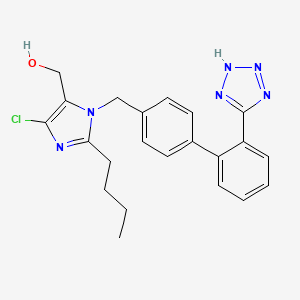 (1-((2'-(1H-Tetrazol-5-yl)-[1,1'-biphenyl]-4-yl)methyl)-2-butyl-4-chloro-1H-imidazol-5-yl)methanol chemical structure (CAS 114798-26-4)