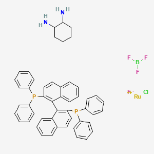 Chloro[(R)-2,2'-bis(diphenylphosphino)-1,1'-binaphthyl][(1R,2R)-cyclohexane-1,2-diamine)]ruthenium(II) tetrafluoroborate chemical structure (CAS 1150112-42-7)