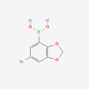(6-Bromobenzo[d][1,3]dioxol-4-yl)boronic acid chemical structure (CAS 1150114-39-8)