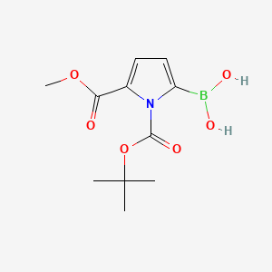 (1-(tert-Butoxycarbonyl)-5-(methoxycarbonyl)-1H-pyrrol-2-yl)boronic acid chemical structure (CAS 1150114-43-4)