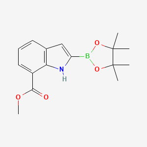 Methyl 2-(4,4,5,5-tetramethyl-1,3,2-dioxaborolan-2-yl)-1H-indole-7-carboxylate chemical structure (CAS 1150271-42-3)