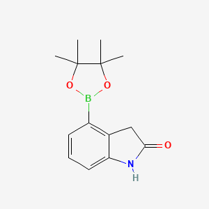4-(4,4,5,5-Tetramethyl-1,3,2-dioxaborolan-2-yl)indolin-2-one chemical structure (CAS 1150271-44-5)