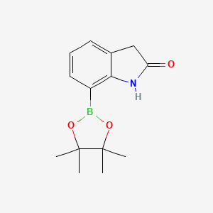 7-(4,4,5,5-Tetramethyl-1,3,2-dioxaborolan-2-yl)indolin-2-one chemical structure (CAS 1150271-45-6)