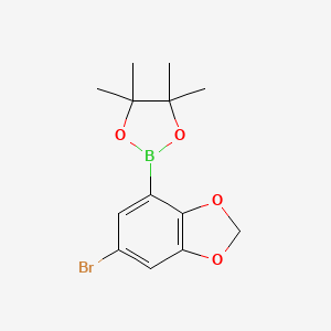 2-(6-Bromobenzo[d][1,3]dioxol-4-yl)-4,4,5,5-tetramethyl-1,3,2-dioxaborolane chemical structure (CAS 1150271-54-7)