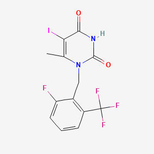 1-(2-Fluoro-6-(trifluoromethyl)benzyl)-5-iodo-6-methylpyrimidine-2,4(1H,3H)-dione chemical structure (CAS 1150560-54-5)