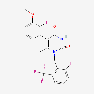 5-(2-Fluoro-3-methoxyphenyl)-1-(2-fluoro-6-(trifluoromethyl)benzyl)-6-methylpyrimidine-2,4(1H,3H)-dione chemical structure (CAS 1150560-59-0)