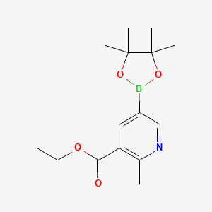 Ethyl 2-methyl-5-(4,4,5,5-tetramethyl-1,3,2-dioxaborolan-2-yl)nicotinate chemical structure (CAS 1150561-58-2)