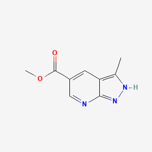 Methyl 3-methyl-1H-pyrazolo[3,4-b]pyridine-5-carboxylate chemical structure (CAS 1150618-05-5)