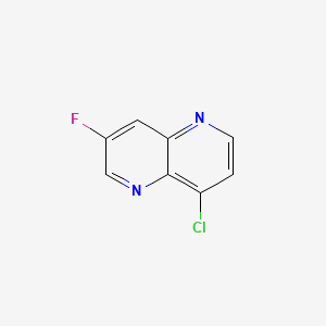 8-Chloro-3-fluoro-1,5-naphthyridine chemical structure (CAS 1151802-02-6)