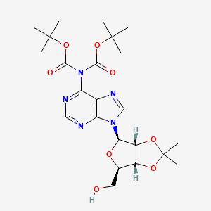 tert-Butyl (tert-butoxycarbonyl)(9-((3aR,4R,6R,6aR)-6-(hydroxymethyl)-2,2-dimethyltetrahydrofuro[3,4-d][1,3]dioxol-4-yl)-9H-purin-6-yl)carbamate chemical structure (CAS 1152172-19-4)