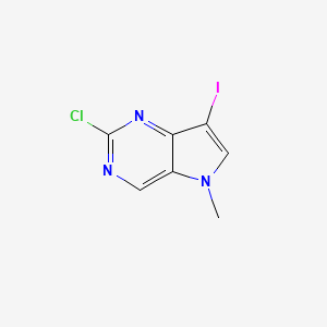 2-Chloro-7-iodo-5-methyl-5H-pyrrolo[3,2-d]pyrimidine chemical structure (CAS 1152475-62-1)