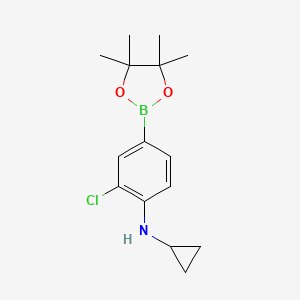 2-Chloro-N-cyclopropyl-4-(4,4,5,5-tetramethyl-1,3,2-dioxaborolan-2-yl)aniline chemical structure (CAS 1152617-46-3)