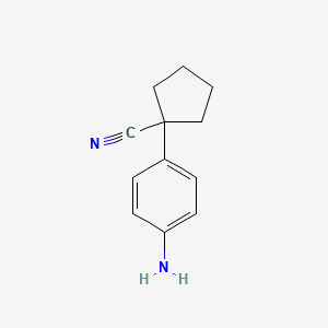 1-(4-Aminophenyl)cyclopentanecarbonitrile chemical structure (CAS 115279-73-7)
