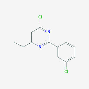 4-Chloro-2-(3-chlorophenyl)-6-ethylpyrimidine chemical structure (CAS 1153411-67-6)