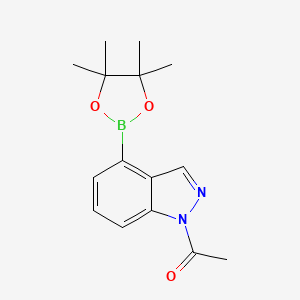 1-(4-(4,4,5,5-Tetramethyl-1,3,2-dioxaborolan-2-yl)-1H-indazol-1-yl)ethanone chemical structure (CAS 1158680-96-6)