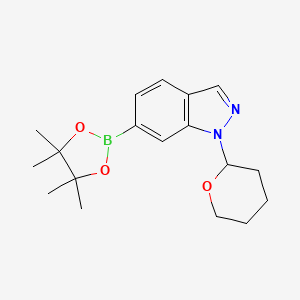 1-(Tetrahydro-2H-pyran-2-yl)-6-(4,4,5,5-tetramethyl-1,3,2-dioxaborolan-2-yl)-1H-indazole chemical structure (CAS 1158680-98-8)
