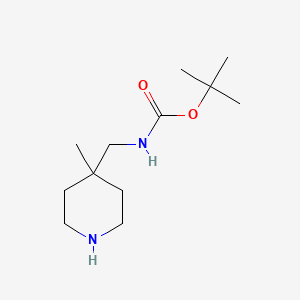 tert-Butyl ((4-methylpiperidin-4-yl)methyl)carbamate chemical structure (CAS 1158759-03-5)