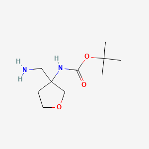 tert-Butyl (3-(aminomethyl)tetrahydrofuran-3-yl)carbamate chemical structure (CAS 1158760-32-7)