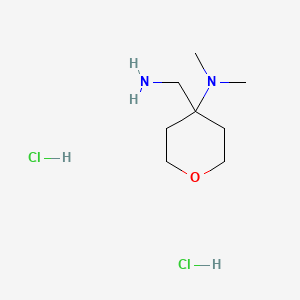 4-(Aminomethyl)-N,N-dimethyltetrahydro-2H-pyran-4-amine dihydrochloride chemical structure (CAS 1158792-81-4)