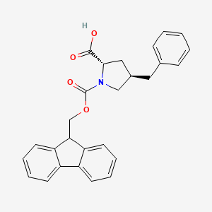 (2S,4R)-1-(((9H-Fluoren-9-yl)methoxy)carbonyl)-4-benzylpyrrolidine-2-carboxylic acid chemical structure (CAS 1158891-05-4)
