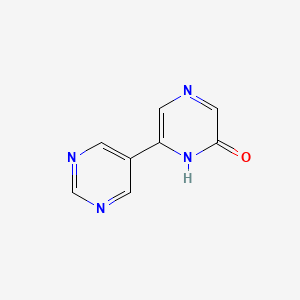 6-(Pyrimidin-5-yl)pyrazin-2(1H)-one chemical structure (CAS 1159814-92-2)