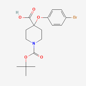 4-(4-Bromophenoxy)-1-(tert-butoxycarbonyl)piperidine-4-carboxylic acid chemical structure (CAS 1159835-30-9)