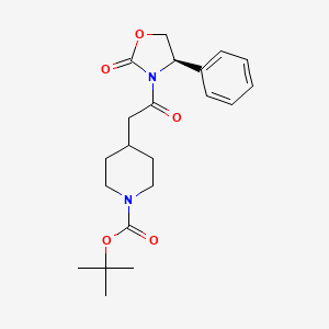 (R)-tert-Butyl 4-(2-oxo-2-(2-oxo-4-phenyloxazolidin-3-yl)ethyl)piperidine-1-carboxylate chemical structure (CAS 1159845-42-7)