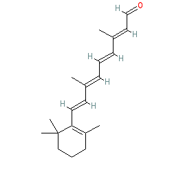 (2E,4E,6E,8E)-3,7-Dimethyl-9-(2,6,6-trimethylcyclohex-1-en-1-yl)nona-2,4,6,8-tetraenal chemical structure (CAS 116-31-4)