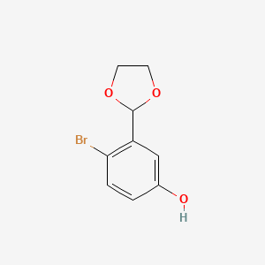 4-Bromo-3-(1,3-dioxolan-2-yl)phenol chemical structure (CAS 1160182-44-4)