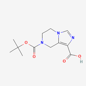 7-(tert-Butoxycarbonyl)- 5,6,7,8-tetrahydroimidazo-[1,5-a]pyrazine-1-carboxylic acid chemical structure (CAS 1160248-16-7)