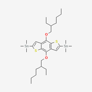 (4,8-Bis((2-ethylhexyl)oxy)benzo[1,2-b:4,5-b']dithiophene-2,6-diyl)bis(trimethylstannane) chemical structure (CAS 1160823-78-8)