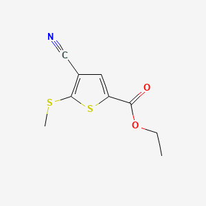 Ethyl 4-cyano-5-(methylthio)thiophene-2-carboxylate chemical structure (CAS 116170-84-4)