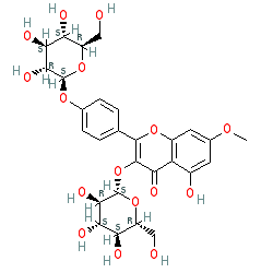 5-Hydroxy-7-methoxy-3-(((2S,3R,4S,5S,6R)-3,4,5-trihydroxy-6-(hydroxymethyl)tetrahydro-2H-pyran-2-yl)oxy)-2-(4-(((2S,3R,4S,5S,6R)-3,4,5-trihydroxy-6-(hydroxymethyl)tetrahydro-2H-pyran-2-yl)oxy)phenyl)-4H-chromen-4-one chemical structure (CAS 116183-66-5)