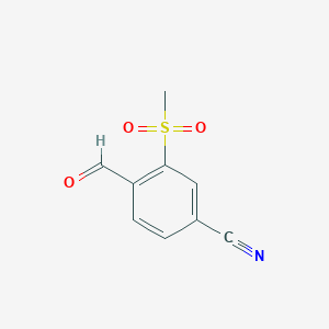 4-Formyl-3-(methylsulfonyl)benzonitrile chemical structure (CAS 1161921-93-2)