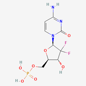 ((2R,3R,5R)-5-(4-Amino-2-oxopyrimidin-1(2H)-yl)-4,4-difluoro-3-hydroxytetrahydrofuran-2-yl)methyl dihydrogen phosphate chemical structure (CAS 116371-67-6)