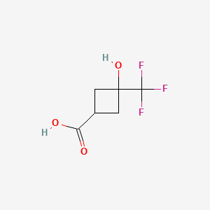 3-Hydroxy-3-(trifluoromethyl)cyclobutanecarboxylic acid chemical structure (CAS 1163729-49-4)